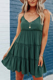 Spaghetti Straps Ruched Ruffled Mini Dress