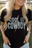 Black COOL IT COWBOY Short Sleeve Graphic Tee