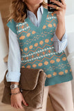 Tribal Print V Neck Knitted Sweater Vest