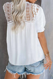 V Neck Lace Crochet Short Sleeve Shirt