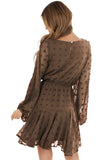 Swiss Dot Long Sleeve Mini Dress with Waist Tie