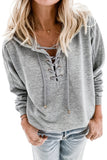 Casual Solid Color Lace-up Hoodie