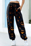 Halloween Jack-O-lantern Print Sweatpants