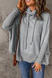 Gray Cowl Neck Contrast Dolman Sleeve Terry Pullover Top