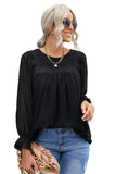 Swiss Dot Hollow Out Ruffle Sleeve Blouse