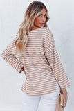 Striped Print Drop Shoulder Long Sleeve Top