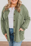 Plus Size Buttons Closure Pocketed Shacket