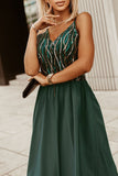 Sequin Lines Bodice High Waist Gown