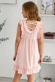 Ruffled Empire Waist Pleated Flowy Kid Dress