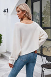 Solid Color Off The Shoulder Ribbed Long Sleeve Sweater