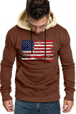 American Flag Print Color Block Men's Hoodie