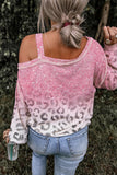 Leopard Patchwork One Shoulder Long Sleeve Top