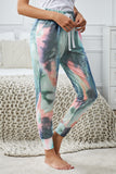 Dark Blue Tie-dye Color Block Drawstring Pants