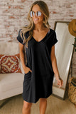 V Neck Cuffed T-shirt Dress