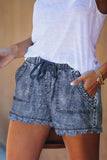 Casual Pocketed Frayed Denim Shorts