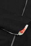 Full Zip Hoodie Coat with Floral Print Hooded Inner