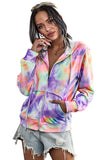 Multicolor Tie-dye Pocket Zip Up Hoodie