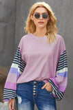 Striped Colorblock Long Sleeve Knit Top