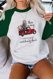 Green Christmas Printed Loose Sweatshirt