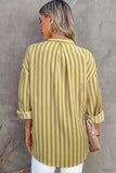 Yellow Striped Buttons Closure Long Sleeve Shirt