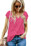 Buttoned Detail Cotton Blend Short Sleeve T-shirt