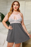 Pink Plus Size Keyhole Babydoll