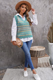 Tribal Print V Neck Knitted Sweater Vest
