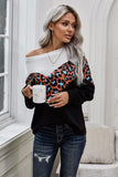 Colorblock Leopard Patchwork Knit Top