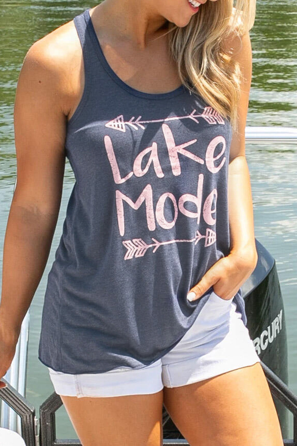 Lake Mode Ruffled O-Neck Tank Top