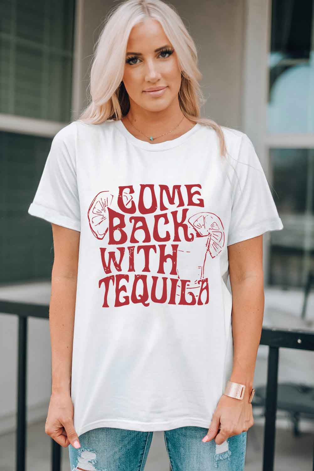 Come Back With Tequila Graphic Print Short Sleeve T Shirt