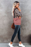 Pocketed Half Zip Leopard Pullover Sweatshirt