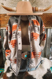 Western Aztec Snap Buttoned Fleece Jacket