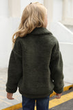 Lapel Zipper Pockets Girl's Sherpa Coat