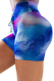 Multicolor High Waist Tie-dye Print Sports Shorts