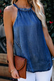Halter Neck Denim Tank Top