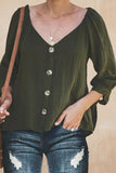 Green Button Up V Neck Sleeve Tie Shirt