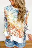 High Low Hem Tie-dye Print Top with Slits
