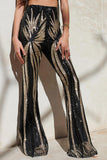 Apricot Sunburst Sequin Kick Flare Pants
