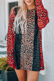 Long Sleeve Leopard Colorblock Tunic Top