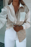block Leopard Satin Shirt with Pocket