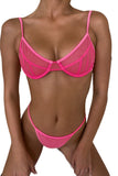 Solid Color Mesh Spaghetti Straps Bralette Set