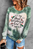 Christmas Letters Tie Dye Print Graphic Long Sleeve Top
