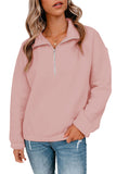 Wine Red Zipped Collar Sweatshirt