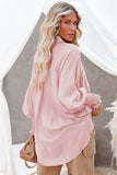 Pink Billowy Sleeves Pocketed Shirt