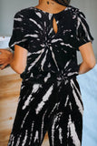 Pocketed Tie-dye Knit Jumpsuit
