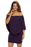 Plus Size Multiple Dressing Layered Dark Blue Mini Poncho Dress