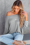 Loose Fit Wide Neck Batwing Sleeves Top