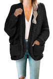 Chunky Knit Solid Cardigan with Pocket