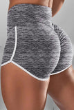 Marble Print High Waist Striped Trim Lift up Butt Yoga Sports Shorts