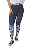 Crossover High Waist Aztec Print Patchwork Yoga Leggings